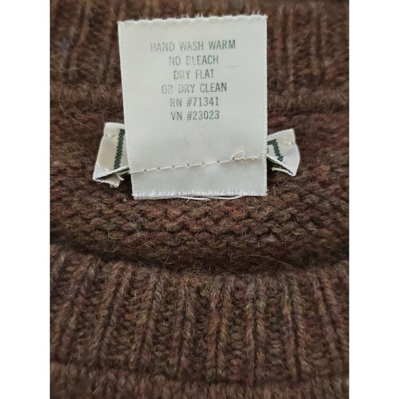 LL Bean Mens Wool Sweater Size Large Tall Brown Crewneck Pullover Cozy Cabincore - Picture 9 of 10